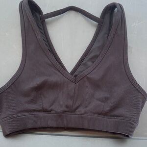 ALO Yoga Charcoal Ribbed Sports Bra